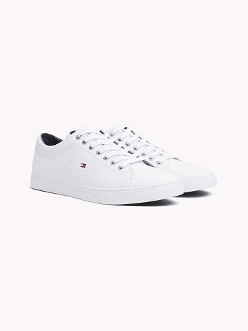 Férfi Tommy Hilfiger Flag leather Alkalmi Cipő Fehér | HU 1445GSO